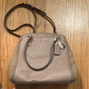 Tan leather and suede Coach purse